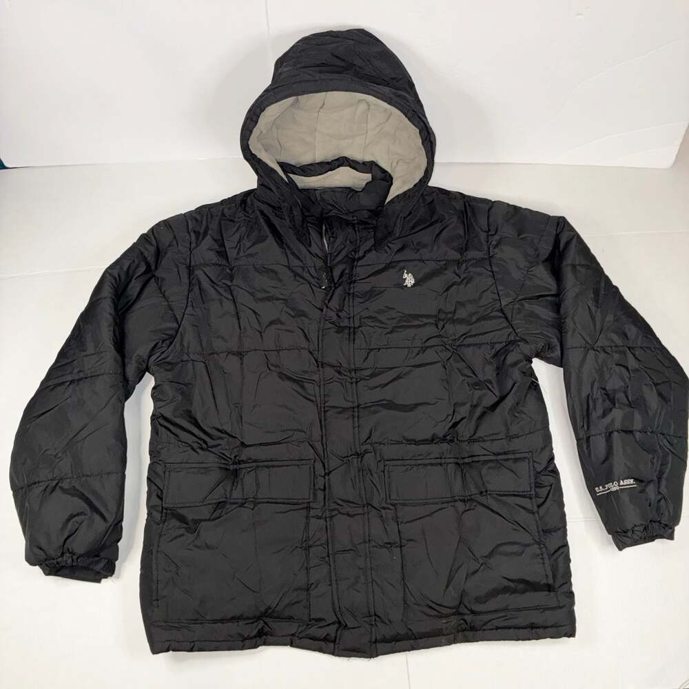U.S. Polo Assn. Men Black Fleece Lined Bubble Puffer Coat XL